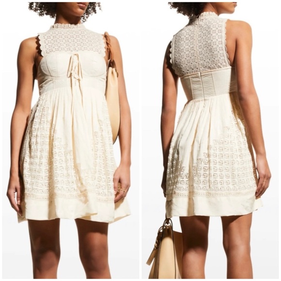 Ulla Johnson Sabrina Lace-Up Sweetheart Mini Dress Ivory 6 NWT - Picture 5 of 16